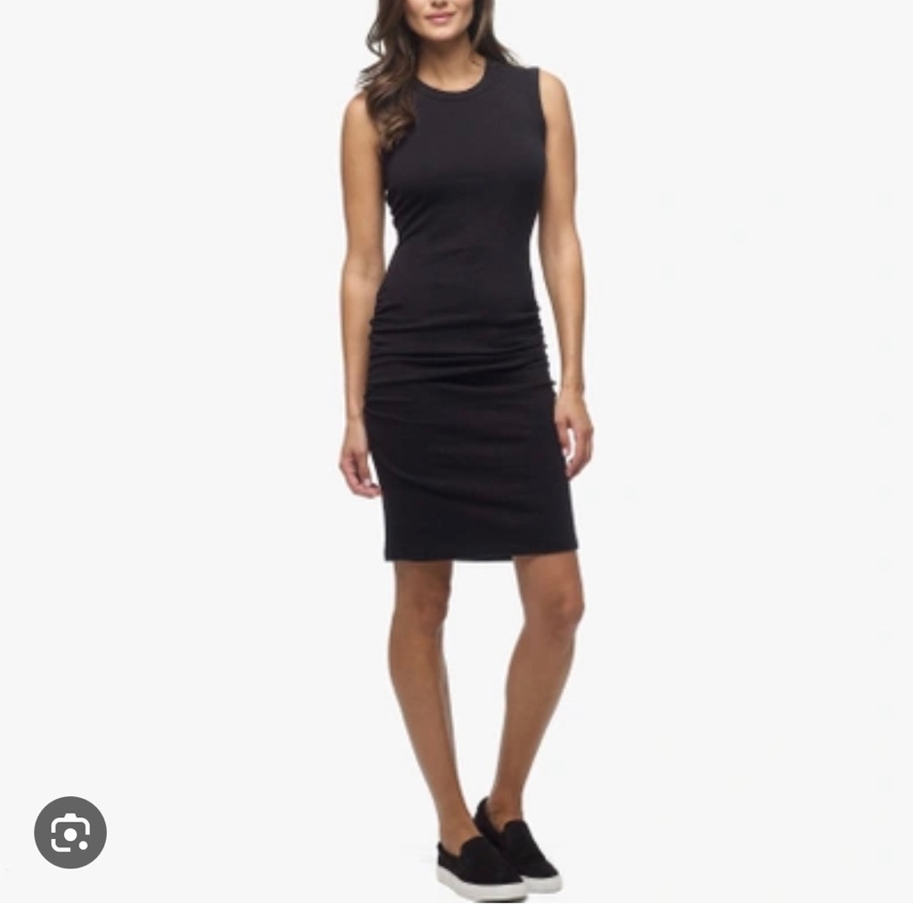 James Perse Skinny Crew Neck Tank Dress in True Black - size 3